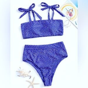 Blue Polka Dot Bikini Set